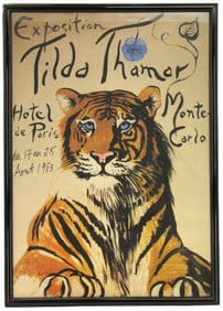 Tilda Thamar (Argentina, 1921) Signed Tiger Poster