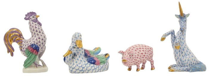 (4) Herend Animal Figures