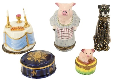 (5) Limoges Porcelain Pill Boxes