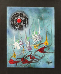 Signed Painting on Ceramic Tile