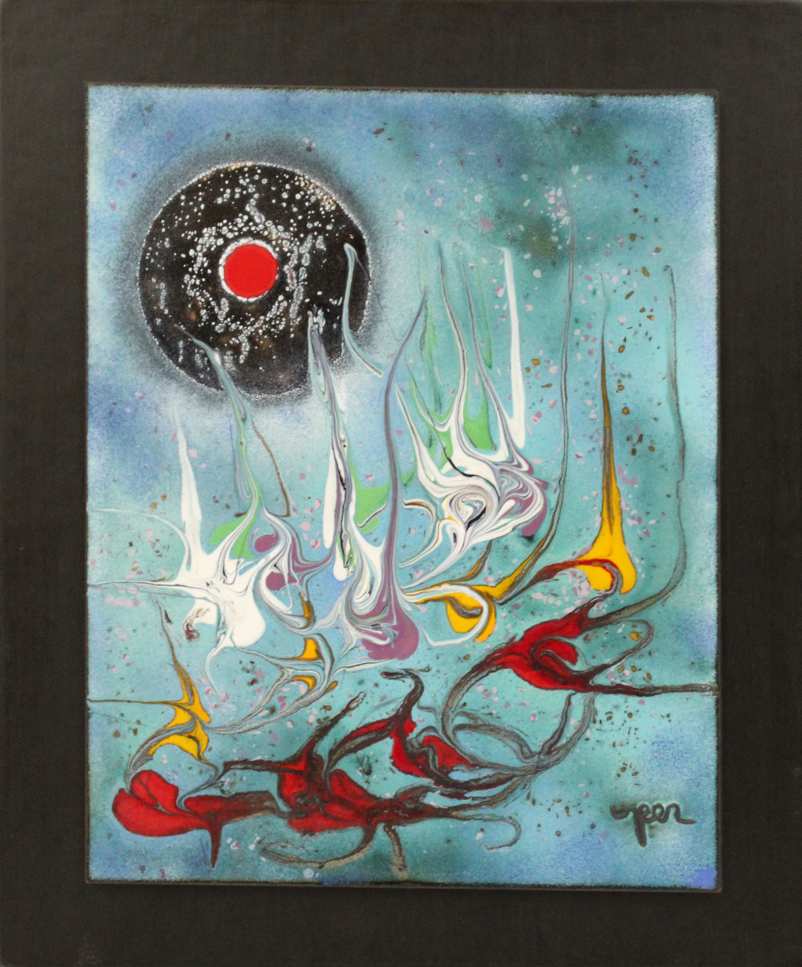 Signed Painting on Ceramic Tile (1 of 8)