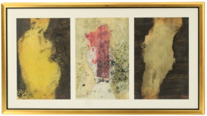 Indistinctly Signed 3-Piece Watercolor Abstract (1 of 12)