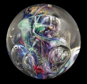 Iridescent Abstract Art Glass Paperweight