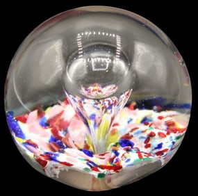Multi-Color Mottled Art Glass Paperweight
