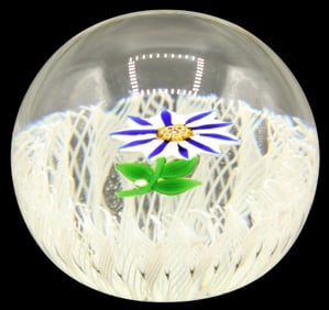 Flower Cameo Art Glass Paperweight