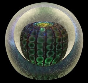 Reptilian Iridescent Art Glass Paperweight