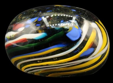 Multicolored Banded Art Glass Paperweight