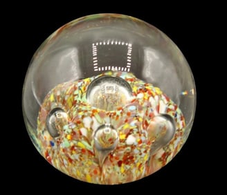 Multicolored Mottled Art Glass Paperweight