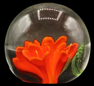 Floral Scarlet Art Glass Paperweight