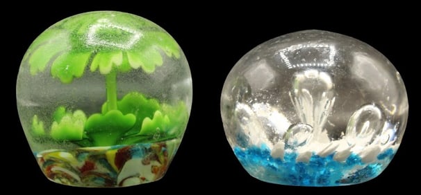 (2) Art Glass Paperweights