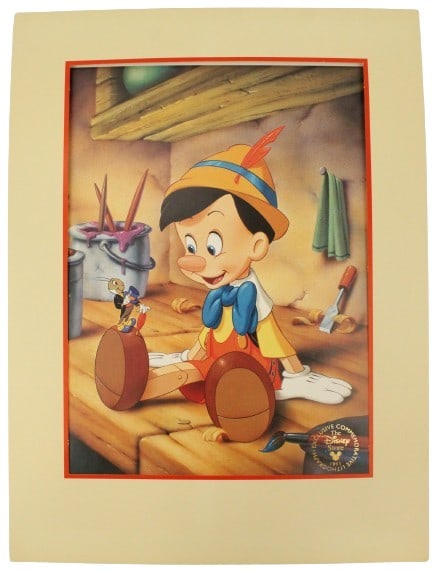 Pinocchio Exclusive Commemorative Lithograph: Walt Disney official commemorative lithograph of Pinocchio, printed 1993. Depicting Pinocchio awakening on the workbench.Printed on recycled paper. In the U.S.A. Exclusive Commemorative Lithograph sta