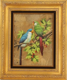 Parrot Painting, Oil on Board
