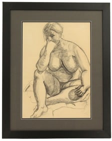 Signed Val Dwek (b. 1944) Graphite Female Nude