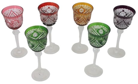 (6) Spode Colored Glass Stemware