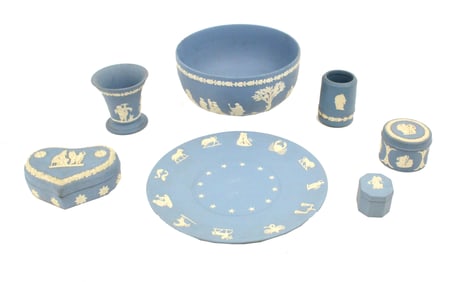 (7) Wedgwood Blue Jasperware Items