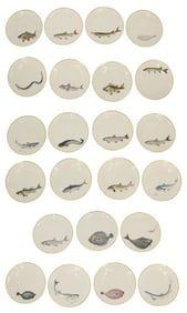 (23 Heinrich Selb Porcelain Fish Plates