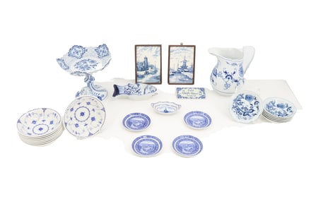(24) Blue & White Porcelain Items, Various Mfg.