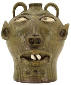 Wayne Hewell Folk Art Face Jug