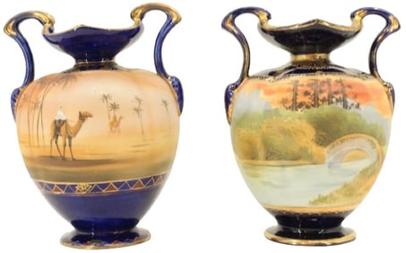 (2) Hand Painted Nippon Pots