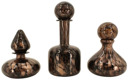 (3) Stonework-Style Glass Bottles