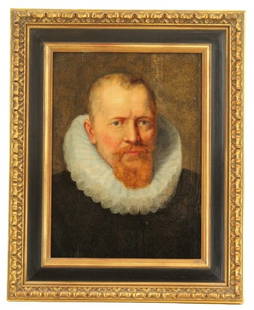 Jan Anthonisz van Ravesteyn (1572-1657) Dutch, Oil in Cradled Panel Old Master Portrait: Jan Anthonisz Van Ravesteyn (1572-1657) Dutch, Oil in Cradled Panel Old Master Portrait of Rombout Hogerbeets. Hogerbeets was a town official of Leiden. Old label on the back with description