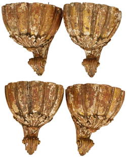 Set of (4) Rare Italian / French Antique Gilt Up Light Sconces: Set of (4) Rare Italian / French Gilt Up Light SconcesSize: 10 1/2 x 9 1/2 x 12 1/2 in. #3252 