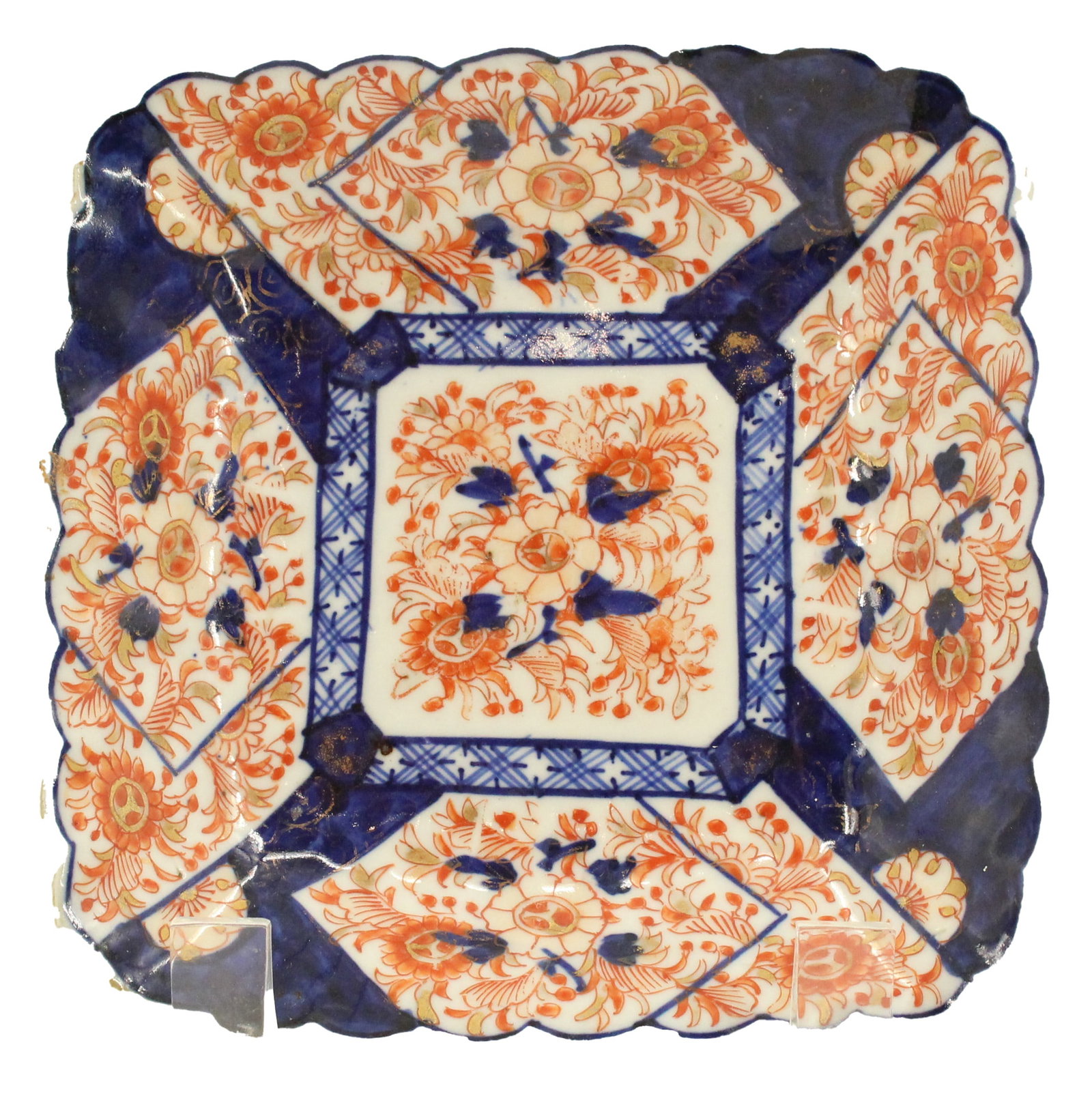 Antique Japanese Imari Shaped Square Charger: Antique Japanese Imari Shaped Square Charger Size: 5 1/2 x 5 1/2 x 1 in. #3237 