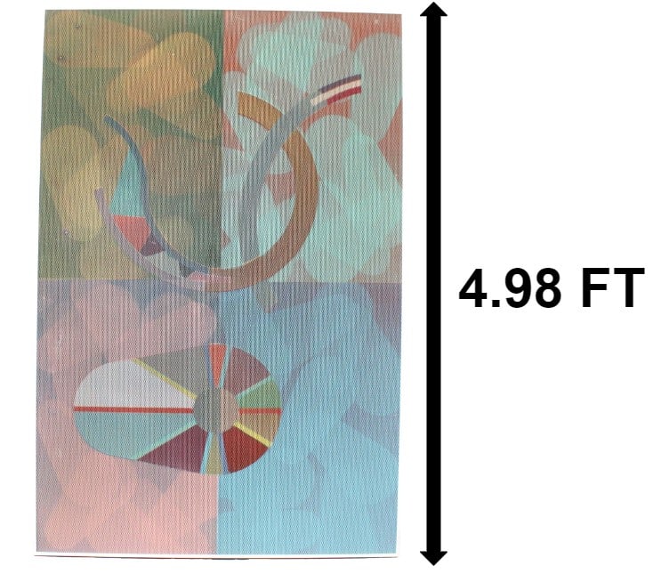 Max Finkelstein (1915-2016) American, Enamel on Aluminum "Hexalum #16": Max Finkelstein (1915-2016) American, Enamel on Aluminum "Hexalum #16." Elaborate honeycomb structure of metal with enamel on top to form images. Title, name, and information written on back