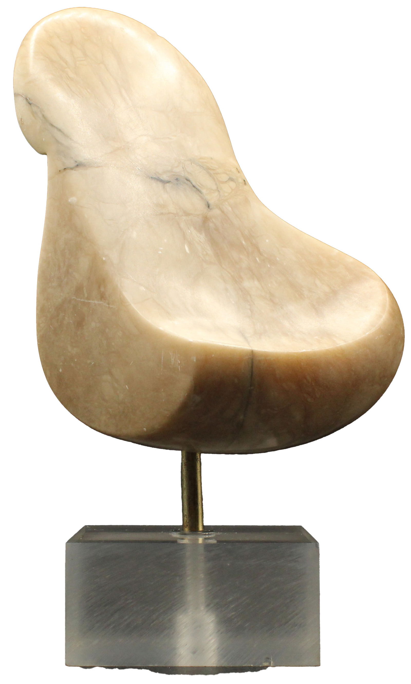 Abstract White Marble Sculpture Anchored to Frosted Acrylic Base (1 of 20)