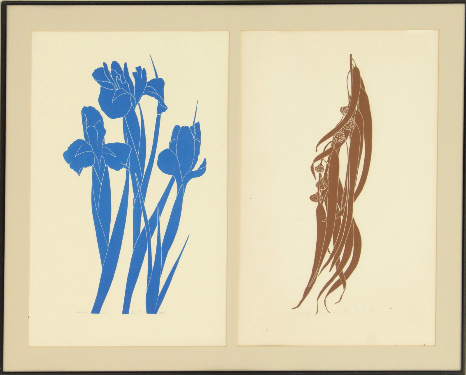 Henry Evans (1918-1990) American, Two Linoleum Block Botanical Prints (1 of 13)