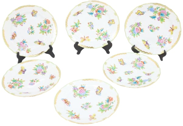 (6) Herend Hungary Queen Victoria Pattern Porcelain Dinner Plates (1 of 18)