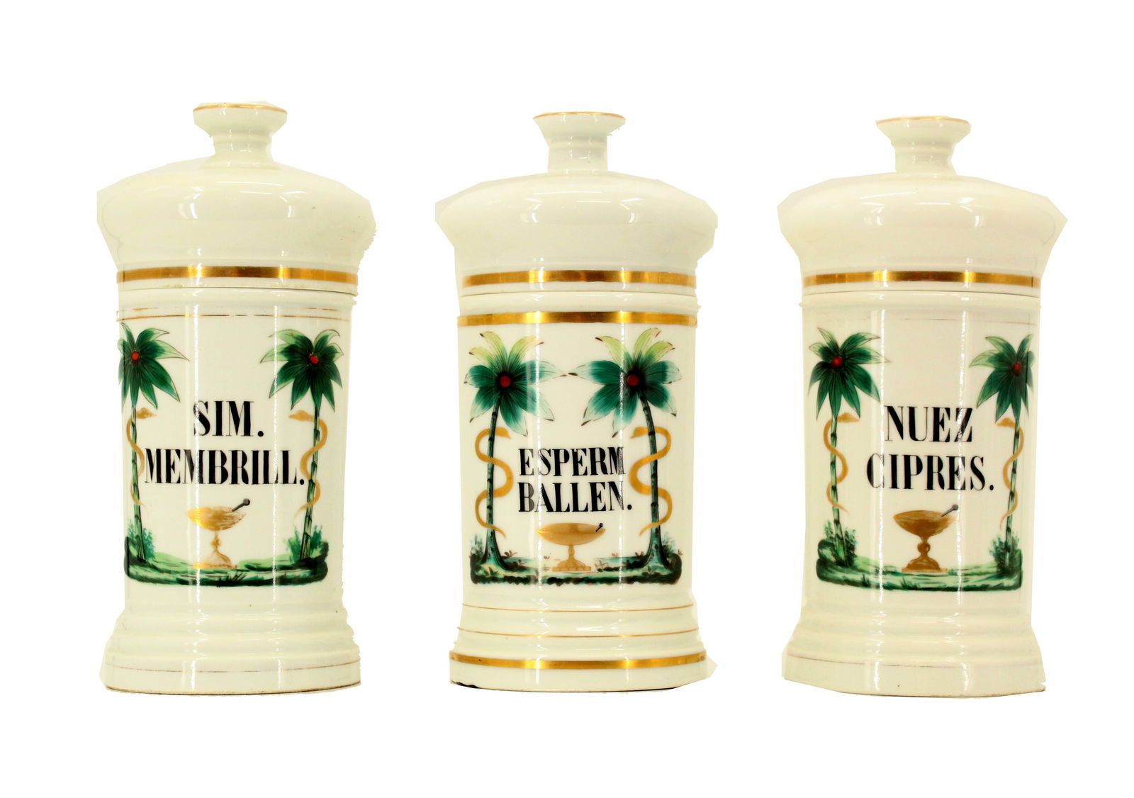 (3) Spanish Porcelain Apothecary Jars Auction