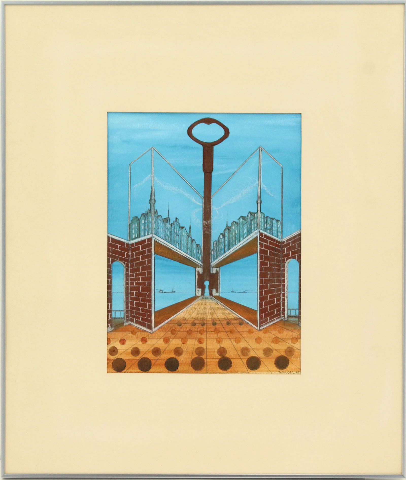 Gordon Wagner (1915-1987) American, Mixed Media Surrealist Painting (1 of 9)