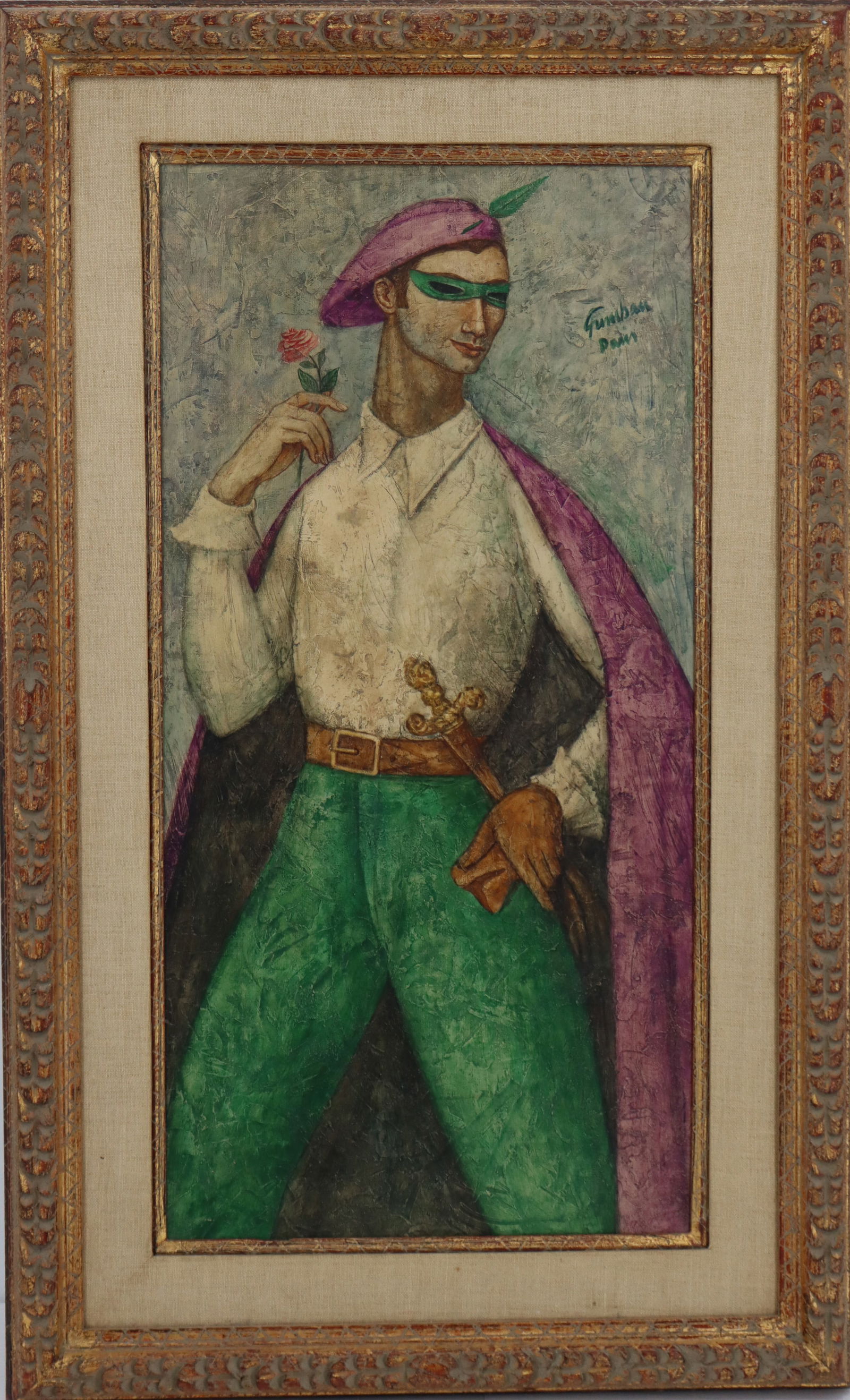 20th Century  French Oil On Canvas of a Romantic Masquerade (1 of 13)