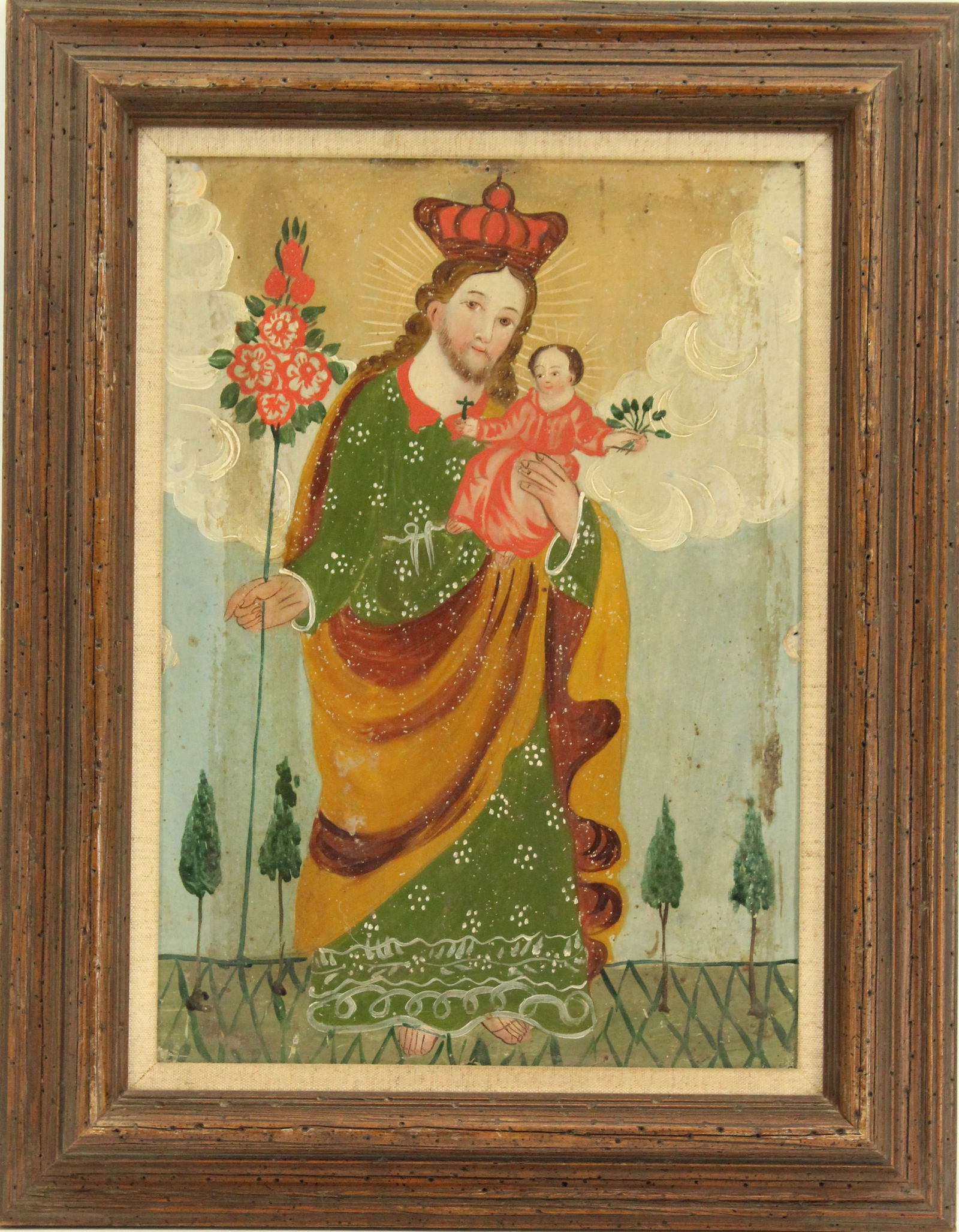 Mexican Folk Art Retablo, Oil on Board (1 of 14)