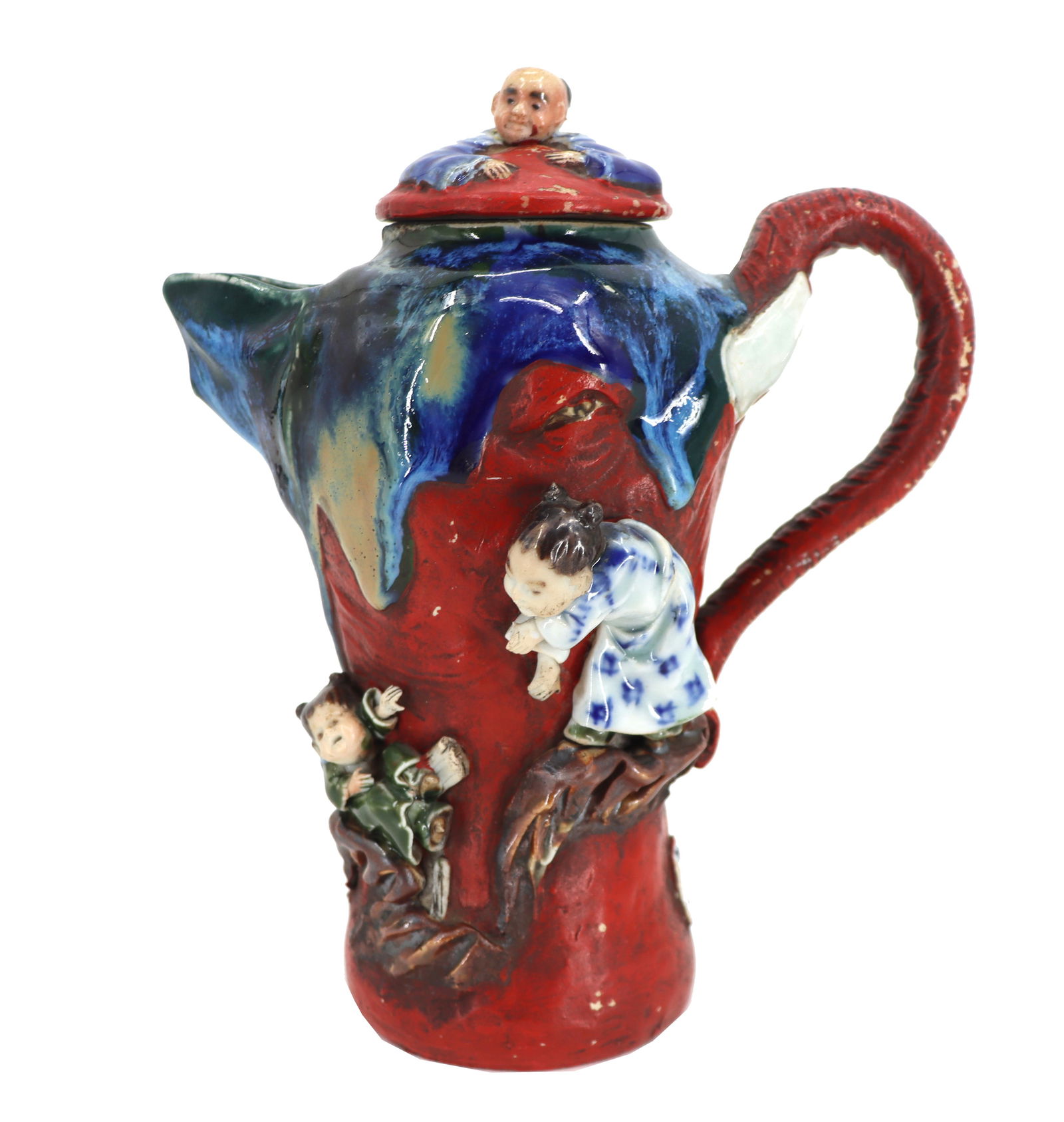 Japanese Sumida Gawa Lidded Figural Porcelain Pitcher (1 of 20)