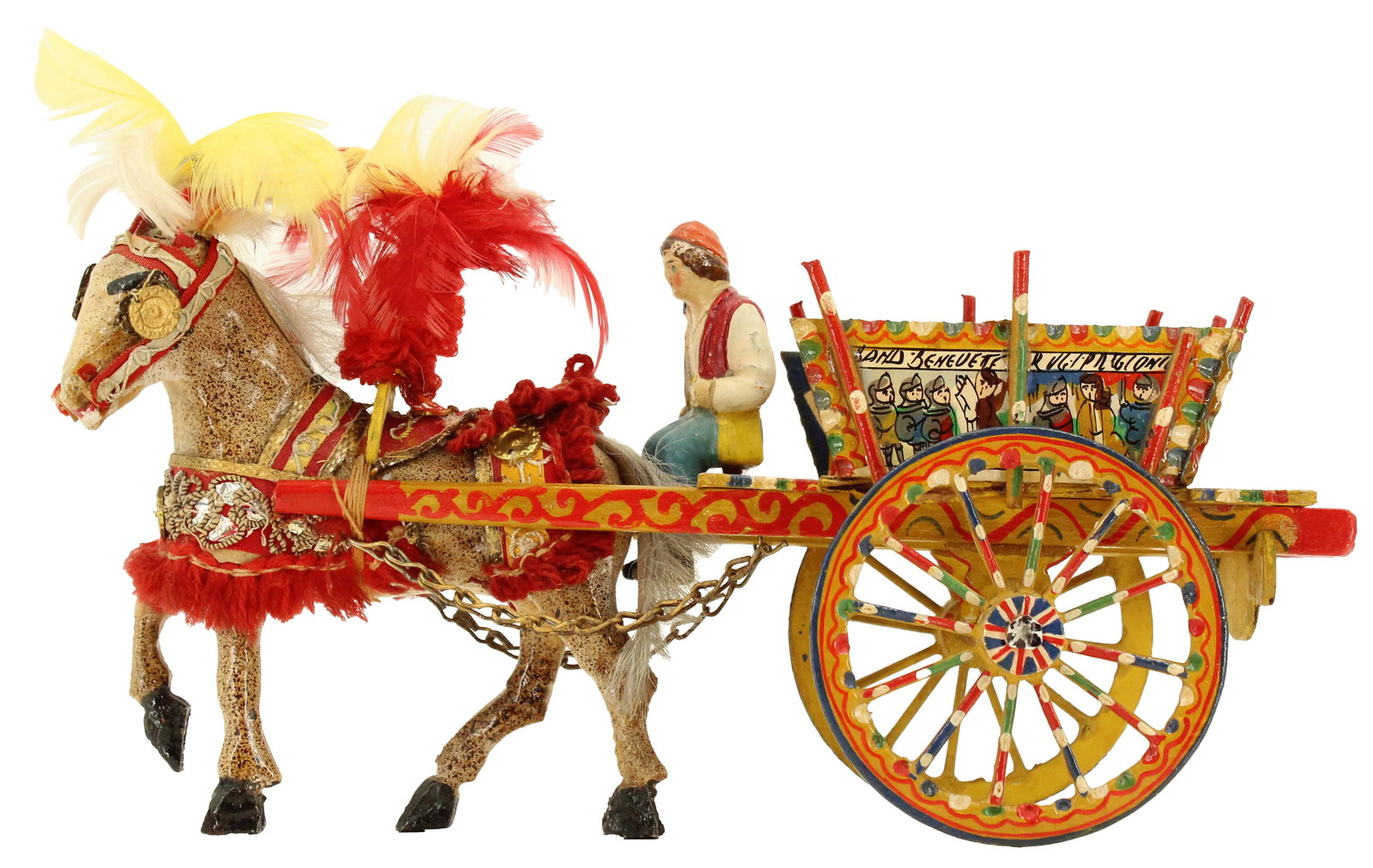 Intricate Miniature Sicilian Cart, Horse, and Driver (1 of 20)
