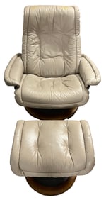 Norwegian Ekornes Stressless Tan Reclining Chair With Matching Ottoman
