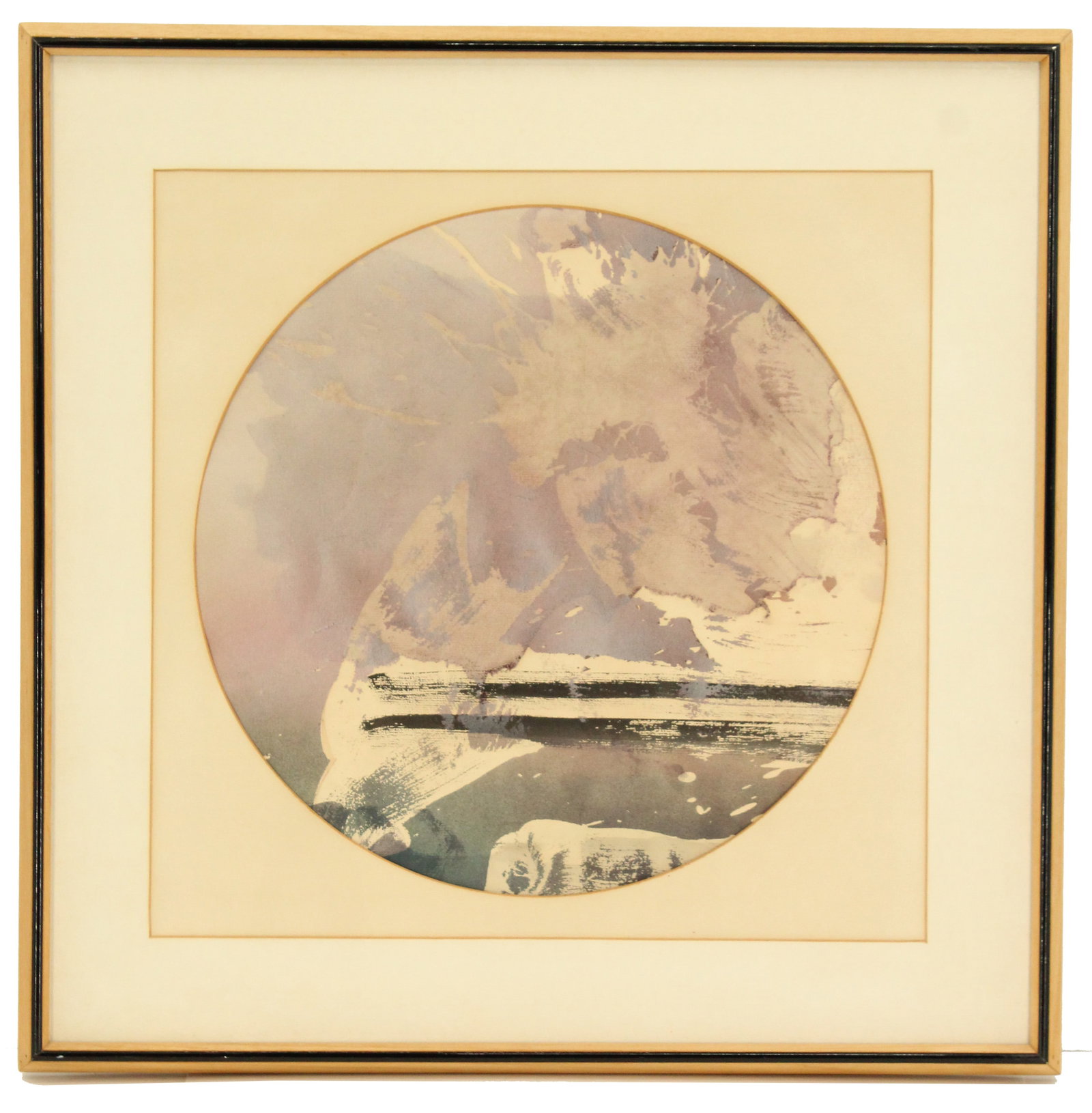 Syd Solomon (1917-2004) American, Ink & Watercolor "Up Looking Down": Syd Solomon (1917-2004) American, Ink & Watercolor "Up Looking Down." Label on back with title and date of 1978. Possibly sun faded. Overall Size: 27 1/4 x 27 1/4 in. Sight Size: 18 x 18 in. #4296