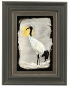 Patrick Guyton (Born 1964) American, Signed Bird Art Mixed Media Gold, Silver and Copper Leaf