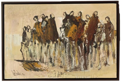 Eugene "Gino" Hollander (1924-2015) American, Abstract Figurative Expressionist Acrylic on Canvas