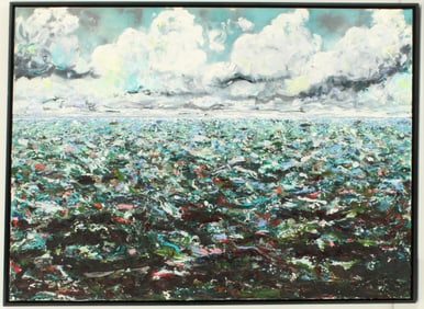 Tom Stephens Jr. (Born 1970) American, Abstract Seascape Oil and Acrylic on Canvas