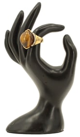 Tested 14k, Diamonds, & Tigers Eye Ring - 13.8 g.