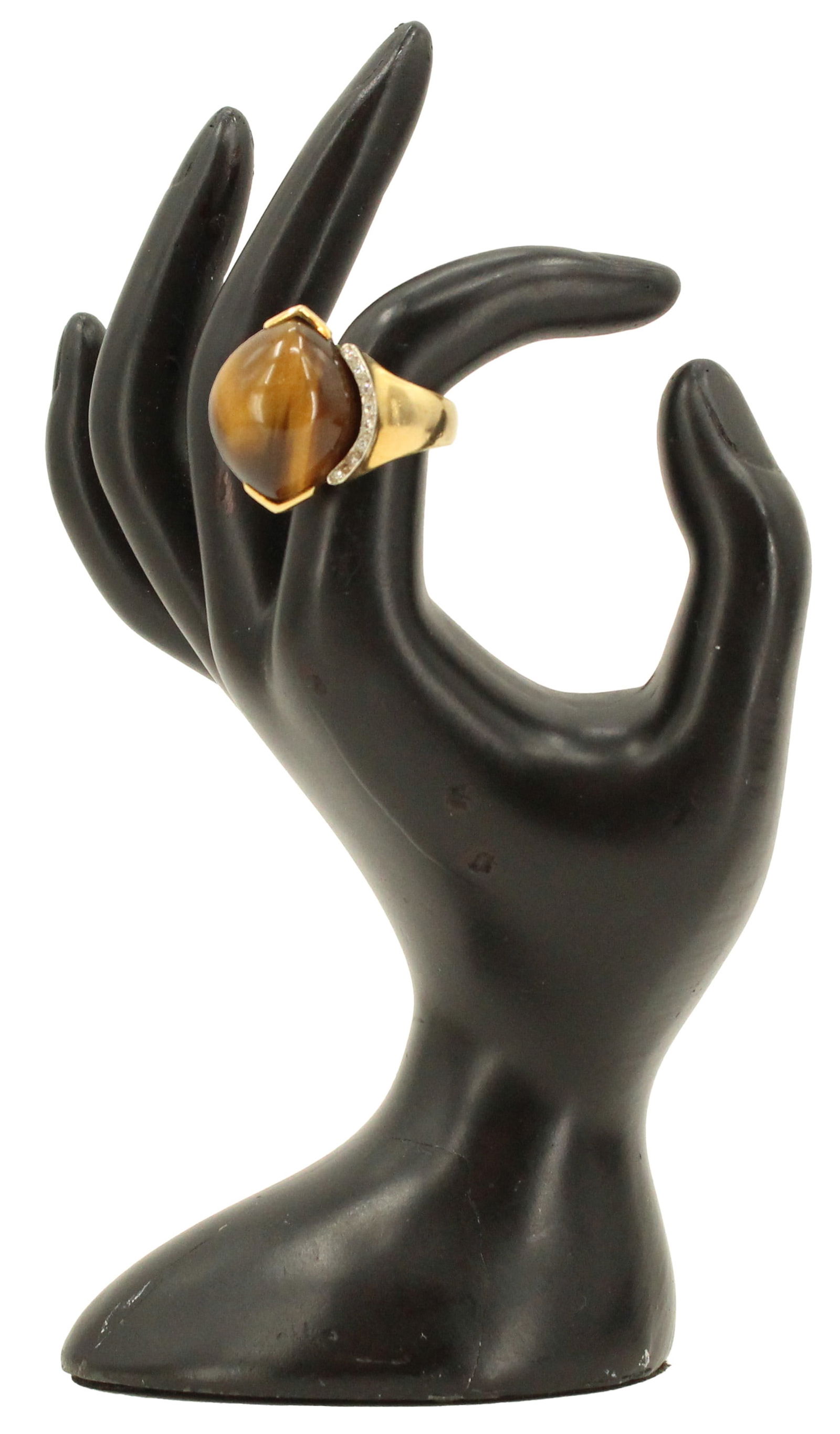 Tested 14k, Diamonds, & Tigers Eye Ring - 13.8 g. (1 of 15)