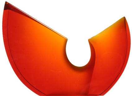 Latchezar Boyadjiev (Born 1959) Bulgarian, Art Glass Sculpture "Quest": Latchezar Boyadjiev (Bulgarian, b. 1959), Art Glass Sculpture "Quest". Dated 2010. Orange cast glass sculpture. Etched signature and date on base, dated 2010. Latchezar Boyadjiev is a contem