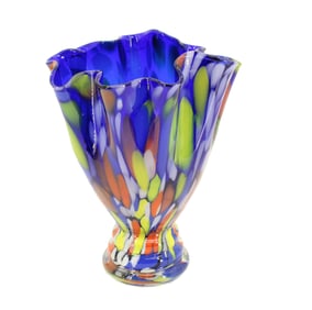 Polish Colorful Millefiori Style Glass Vase
