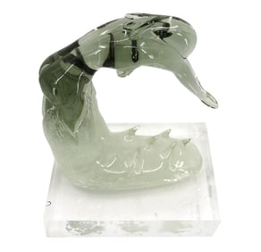 Glass Statue of Woman Diving into Water