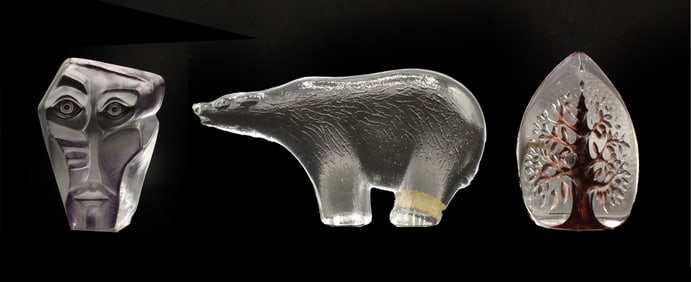 (3) Kosta Boda Glass Paperweights