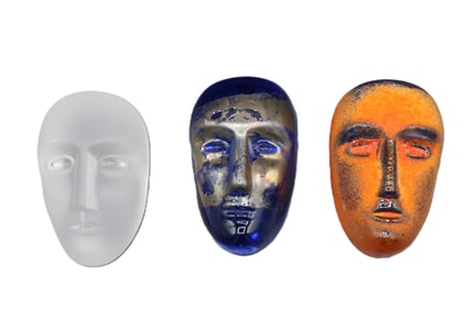 (3) Bertil Vallien Glass "Brains" for Kosta Boda