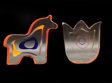 (2) Kosta Boda Art Glass Pieces